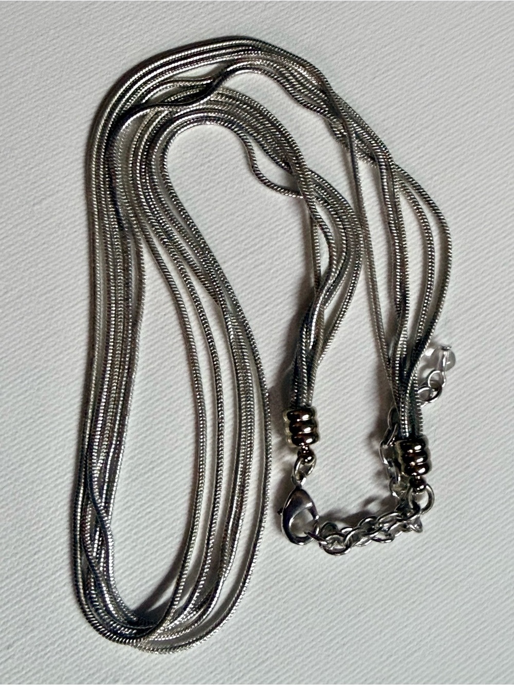 Vintage Silvery Multi-Strand Snake Chain Necklace with gold accents
